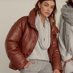 Free People  genuine leather Quilted Bomber Snap Puffer coat NEW Photo 1