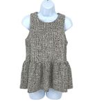 Anthropologie  Amadi Womens Tweed Sleeveless Peplum‎ Blouse Black White Small NWT Photo 1