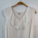 Max Studio White Pleated V-Neck Blouse Photo 1