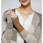 Fortune & Ivy Layla Seamless Open Cardigan Cream,Tan & Grey L Gray Size L Photo 3