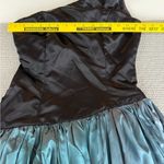 Vintage 80’s Black Teal Satin One Shoulder Prom Dress Sz Small Blue Photo 8