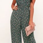 Lulus Patterned green open back jump suit Photo 0