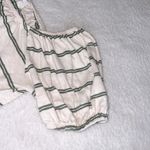 American Eagle  Striped Puff Sleeve Mini Dress‎ Cream Green Size M Photo 5