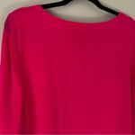 Pink Knee Length Dress XL Neon Fuschia Chiffon Scoop Neck Photo 5