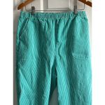 Denim & Co Mint Green Striped Elastic Waist Pants Comfortable Relaxed Fit Photo 4