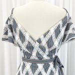 Sandro  Womens US 4 Illa Midi Dress Striped Lace Cold‎ Ruffle Shoulder Blue White Photo 6