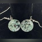 Real Pressed Flower Pierced Earrings. Aqua. Hook Closure. Blue Photo 2