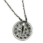 Silver‎ S925 Crystal Pave Disc Pendant Necklace Sterling Silver signed CP Photo 2