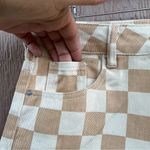 PacSun Womens Shorts Mom Fit Beige Tan Checkered Cuffed Hem Size 28 Photo 6