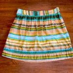 Loft Ann Taylor Petite Cotton Striped Miniskirt Mini Skirt Olive Green / Blue Photo 6