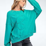easel  Flower Patch Terry Knit in Atlantis Green Size S Photo 0