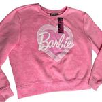 Barbie Women’s Pink &White Crew Neck Long Sleeve Heart Print Sweatshirt Sz XL Photo 0