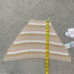 Roxy  Daydreamer Crop Crochet Knit Halter Top Tapioca Stripe S Photo 10