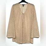 AQUA  Lace Crochet Keyhole Mini Dress Swim Cover-up Bell Sleeve Medium Photo 3