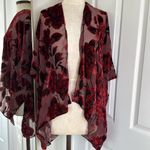 Woven Heart Velvet burnout sheer floral rose cape kimono dark floral Photo 6