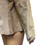Vintage Suede Tan Open Front Pocket Jacket Puff Sleeve Womens Juniors 9 10 Photo 4