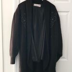 Eddie Wassin Vintage Brown Angora Blend Open Cocoon Fuzzy Cardigan Beaded Small Photo 0