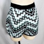 No Boundaries Black White and Teal Mint Southwestern Tribal Print Soft Shorts with Pockets Photo 4