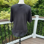 Isaac Mizrahi Live! Mixed Media Layered Look Top Black Polka Dots Sz M Photo 5