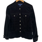 Bandolino  Blu Military‎ Jacket Womens Small Black Velvet Metal Buttons Pockets Photo 0