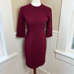 Toccin Designer Sheath Dress‎ Full Back Zip Deep Red Stretch Size 4 Photo 1