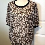 A New Day Semi Sheer Leopard Cheetah Print Women SZ Large Brown Black Top Blouse Photo 0