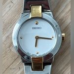 Seiko Ladies Watch Two-Tone Bracelet White Dial Gold-Tone Hands New Battery Photo 1
