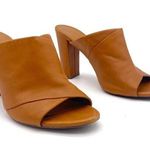 Vince Heath Leather Peep Toe High Block Heeled Mule Cognac Brown Women’s Size 8 Photo 0