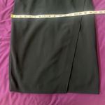 St. John $1250 Stretch Crepe Wrap Dress with Lamb Leather Trim Black Size 2 Photo 9