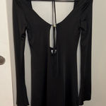 Oh Polly Black Mini Dress Size 4 Long Sleeve Flared Cuffs Photo 0