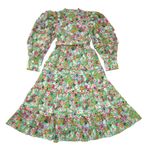 NWT CeliaB Oliver Midi in Watercolor Floral Stretch Cotton Tiered Shirt Dress XS Photo 9