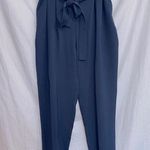 Rachel Roy Blue Pull On High Waisted Belted Paperbag Pants size 6 Photo 0