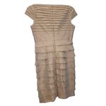 Adrianna Papell OCCASION CHAMPAGNE SHUTTER PLEATED BEADED SHORT CAP SLEEVE DRESS Photo 3
