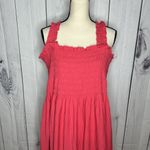 Calvin Klein Sz 18W Coral Pink Sleeveless Maxi Smocked Bodice Gauzy Sundress Photo 1