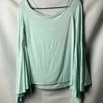 Free People NWT WO SIZE MEDIUM MINT GREEN BLOUSE EXTRA WIDE FLOWY SLEEVES Photo 11