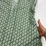 Hausen Aztec Diamond Print Cap Sleeve Ruffle Hem Mini Dress Green White Size M Size M Photo 6