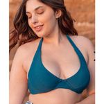 Brand New Shapermint Essentials Women's Large Green/Blue Halter Bikini Top Full Green Photo 0