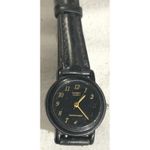 Casio Quartz Watch Women's Black Gold Tone Analog Water Resist Leather Band Photo 4