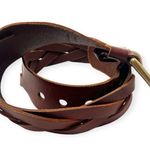 Braided Leather Brass Women's L 2" Wide Width Belt 36" length Brown Photo 2