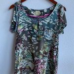 Postella Abstract Floral Cold Shoulder 100% Silk Top Blouse Shirt Art to Wear S Photo 0