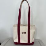 LL Bean Small Boat and Tote Bag Open Canvas Burgundy Monogrammed DHM EUC READ Red Photo 1