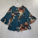 Bryn Walker Bryn Walker 3/4 Bell Flare Sleeve Top Floral Boho Artsy High Low Women's Large Photo 1