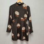 Stone Cold Fox Long Sleeve Silk Mini Dress Floral Brown 1 XS Photo 1