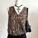 Y2K‎ Brown Zebra Print Wrap Tank Top, Animal Print, 2000s, XS, Vintage Inspired Photo 0