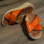 Born Leather Wedge Sandals Size 8 Medium Orange Photo 2