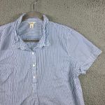 LL Bean Seersucker Shirt Women XL Popover Blue White Striped Short Sleeve Photo 0
