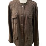 JM Collection  Woman Chocolate Brown Chunky Knit Cardigan Sweater Jacket 18W Photo 1