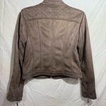 Jou Jou Women's Faux Suede Moto Jacket w/Quilted Shoulders Size Medium Like New Brown Photo 1