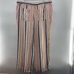 Old Navy  Size XL Pants High Waisted Linen Blend Wide Leg Striped Pull On Elastic Photo 5
