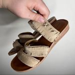 Lucky Brand Lucky Brand Beige Fringe Triple Strap Sandals Women's 7M Slip-On Casual Summer Photo 3